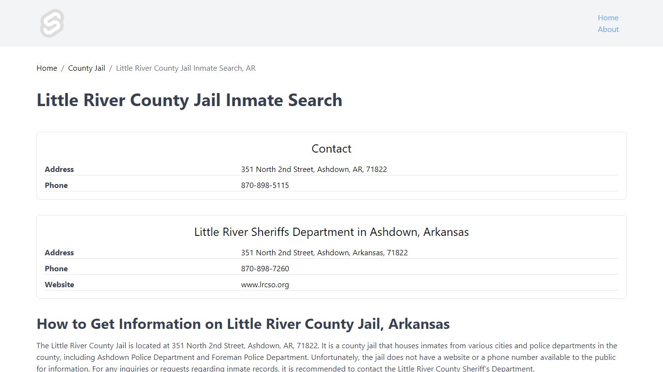 Little River County Jail Inmate Search, AR