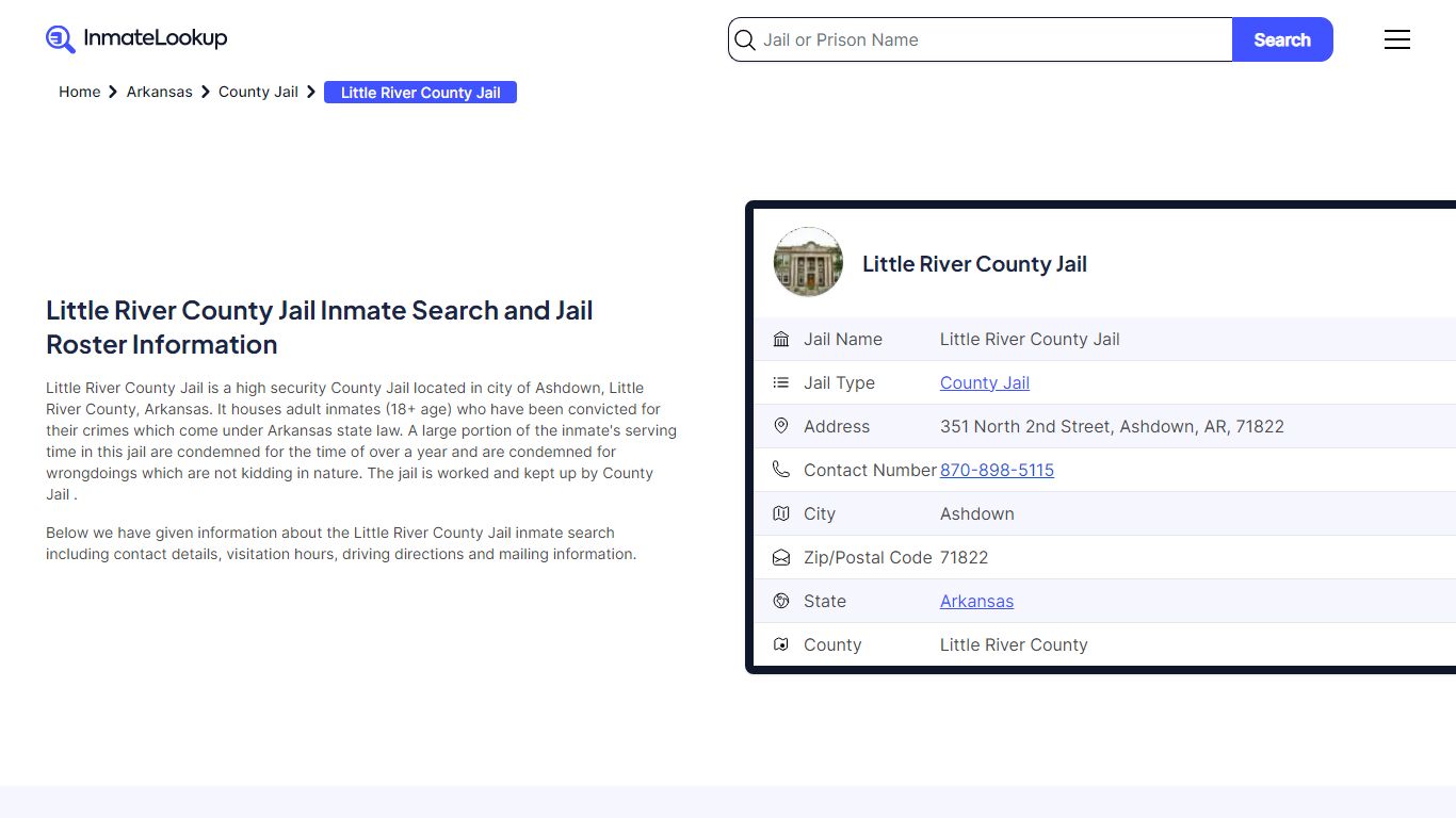 Little River County Jail (AR) Inmate Search Arkansas - Inmate Lookup
